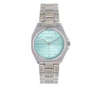 Radiant - Montre analogique à quartz pour femme, boîtier octogonal de 36,00 mm argenté/gris, cadran turquoise, bracelet en acier argenté/gris avec fermeture déployante, étanche 3 ATM