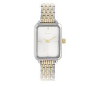RADIANT - Montre analogique à quartz pour femme, boîtier rectangulaire de 39 mm argenté, cadran argenté, bracelet bicolore doré et argenté avec fermeture déployante, pile incluse, étanche 3 ATM