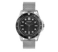 Radiant - Montre analogique à quartz pour homme, acier inoxydable, boîtier de 42 mm, maille en acier, fermoir à broche ou à pression, pile incluse, couleur noire et argent, 5 ATM