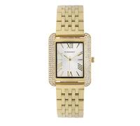 Radiant - Montre analogique analogique pour femme, boîtier Rect n-s de 27,00 mm doré, cadran argent/gris, bracelet en acier doré avec fermeture Deployant, pile incluse, étanche 3 ATM