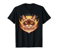 Radiant Mystic Cat Portrait Solaire Feline Power T-Shirt