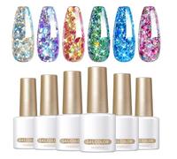 Radiant Nail Entamel Collection - Polour à ongles d'éblouissement à 6 lits, glaçage pédicure étincelant, scellant amovible, Essentiels cosmétiques pour femmes pour l'art et le style des filles