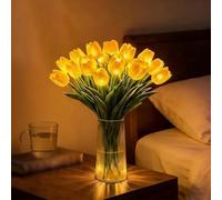Radiant Romantic Tulip Veilleuse LED Atelier Tige Flexible | Tulipes artificielles avec lumière blanche chaude, lampe de table décorative pour chambre à coucher et salon
