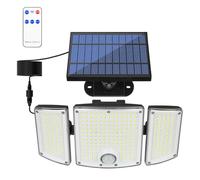 RadiantRover Farola Solar Extérieur imperméable avec capteur de mouvement, 278 LED, capteur de mouvement dividido, luz de seguridad extérieur, IP65, avec contrôle à distance, idéal pour patios et