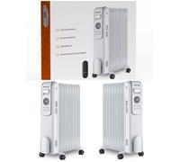 Radiateur à bain d'huile - LIVOO - Digital Vintage Blanc - 2000W - 3 réglages de chaleur - Télécommande incluse