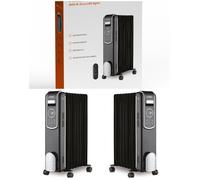 Radiateur à bain d'huile - LIVOO - Digital Vintage Noir - 2000W - 9 colonnes - Télécommande incluse