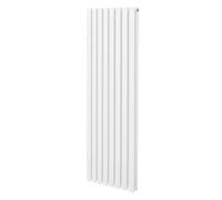 Radiateur à Colonne Ovale 1600mm x 480mm, Chauffage Moderne Vertical à Tube Ovale en Acier au Carbone Blanc Brillant, Cuisine Salon Salle de Bain [Brosse, Attaches Murales & Supports INCLUS]