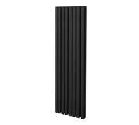 Radiateur à Colonne Ovale 1600mm x 480mm, Chauffage Moderne Vertical à Tube Ovale en Acier au Carbone Noir Mat, Cuisine Salon Salle de Bain [Brosse, Attaches Murales & Supports INCLUS]