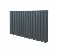 Radiateur à Colonne Ovale 600mm x 1020mm, Chauffage Moderne Horizontal à Tube Ovale en Acier au Carbone Gris Anthracite Mat, Cuisine Salon Salle de Bain [Brosse, Attaches Murales & Supports INCLUS]