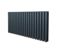 Radiateur à Colonne Ovale 600mm x 1200mm, Chauffage Moderne Horizontal à Tube Ovale en Acier au Carbone Gris Anthracite Mat, Cuisine Salon Salle de Bain [Brosse, Attaches Murales & Supports INCLUS]
