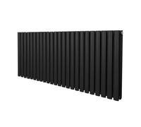 Radiateur à Colonne Ovale 600mm x 1440mm, Chauffage Moderne Horizontal à Tube Ovale en Acier au Carbone Noir Mat, Cuisine Salon Salle de Bain [Brosse, Attaches Murales & Supports INCLUS]