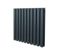 Radiateur à Colonne Ovale Chauffage Horizontal Gris Anthracite 600mm x 600mm Gris
