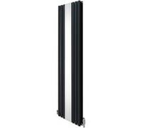 Radiateur à Colonne Ovale & Miroir Intégré 1800 x 500mm & Kit Robinet Thermostatique, Acier au Carbone Gris Anthracite Mat, Cuisine Salon Salle de Bain [Brosse, Attaches Murales & Supports INCLUS]