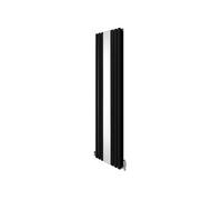 Radiateur à Colonne Ovale avec Miroir & Valves - 1800mm x 500mm - Noir