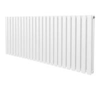 Radiateur à Colonne Ovale 600mm x 1440mm, Chauffage Moderne Horizontal à Tube Ovale en Acier au Carbone Blanc Brillant, Cuisine Salon Salle de Bain [Brosse, Attaches Murales & Supports INCLUS]