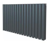 Radiateur à Colonne Ovale 600mm x 1020mm, Chauffage Moderne Horizontal à Tube Ovale en Acier au Carbone Gris Anthracite Mat, Cuisine Salon Salle de Bain [Brosse, Attaches Murales & Supports INCLUS]