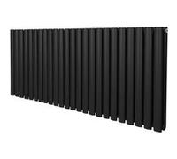Radiateur à Colonne Ovale 600mm x 1440mm, Chauffage Moderne Horizontal à Tube Ovale en Acier au Carbone Noir Mat, Cuisine Salon Salle de Bain [Brosse, Attaches Murales & Supports INCLUS]