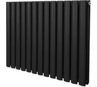 Radiateur à Colonne Ovale 600mm x 780mm, Chauffage Moderne Horizontal à Tube Ovale en Acier au Carbone Noir Mat, Cuisine Salon Salle de Bain [Brosse, Attaches Murales & Supports INCLUS]