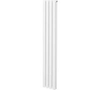 Radiateur à Colonne Ovale 1600mm x 240mm, Chauffage Moderne Vertical à Tube Ovale en Acier au Carbone Blanc Brillant, Cuisine Salon Salle de Bain [Brosse, Attaches Murales & Supports INCLUS]