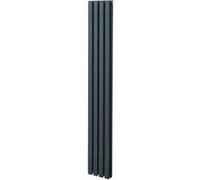 Radiateur à Colonne Ovale 1800mm x 240mm, Chauffage Moderne Vertical à Tube Ovale en Acier au Carbone Gris Anthracite Mat, Cuisine Salon Salle de Bain [Brosse, Attaches Murales & Supports INCLUS]