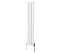 Radiateur à Colonne Ovale & Robinet Thermostatique Chromé - 1600mm x 240mm - Blanc Monstershop