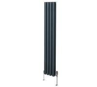 Radiateur à Colonne Ovale & Robinet Thermostatique Chromé - 1600mm x 240mm - Gris Anthracite Monstershop