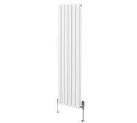 Radiateur à Colonne Ovale & Robinet Thermostatique Chromé - 1600mm x 360mm - Blanc Monstershop