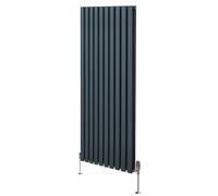 Radiateur à Colonne Ovale & Robinet Thermostatique Chromé - 1600mm x 600mm - Gris Anthracite Monstershop