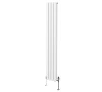 Radiateur à Colonne Ovale & Robinet Thermostatique Chromé - 1800mm x 240mm - Blanc Monstershop