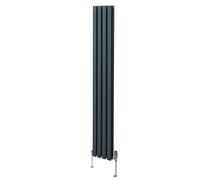 Radiateur à Colonne Ovale & Robinet Thermostatique Chromé - 1800mm x 240mm - Gris Anthracite Monstershop