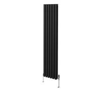 Radiateur Colonne Ovale & Robinet Thermostatique Noir 1800 x 360mm Noir