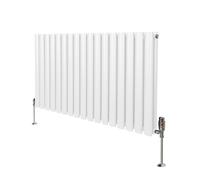 Radiateur à Colonne Ovale & Robinet Thermostatique Chromé - 600mm x 1020mm - Blanc Monstershop