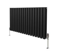 Radiateur Colonne Ovale & Robinet Thermostatique Noir 600 x 1020mm Noir