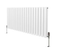 Radiateur à Colonne Ovale & Robinet Thermostatique Chromé - 600mm x 1200mm - Blanc Monstershop