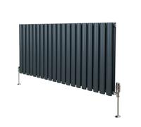 Radiateur Colonne Ovale & Robinet Thermostatique Gris Anthracite 600 x 1200mm Gris