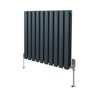 Radiateur Colonne Ovale & Robinet Thermostatique Gris Anthracite 600 x 600mm Gris