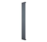 Radiateur à Colonnes Ovales 1 Panneau 1800 x 240 mm en Acier Carbone Gris Anthracite Chauffage Centrale Moderne Horizontale Monté Sur Mur Cuisine [Brosse de Nettoyage & Supports INCLUSES]