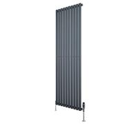 Radiateur à Colonnes Ovales & Vannes 1 Panneau 1800 x 600 mm en Acier Carbone Gris Anthracite Chauffage Centrale Moderne Horizontale Monté Sur Mur Cuisine [Brosse de Nettoyage & Supports INCLUSES]