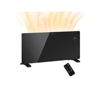 Radiateur à convection 2000W mural autoportant - affichage LED, timer 24h, thermostat, télécommande - verre noir