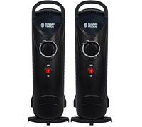 Radiateur à huile Russell Hobbs 650 W, radiateur électrique portatif à 5 ailettes, noir, thermostat réglable, coupure de sécurité, superficie de 10 m², RHOFR3001 (Lot de 2)