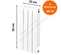 Radiateur aluminium horizontal H.59 x 32 cm VIP 500 Deville 500 W
