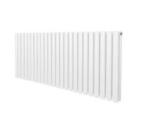 Radiateur à Colonne Ovale 600mm x 1440mm, Chauffage Moderne Horizontal à Tube Ovale en Acier au Carbone Blanc Brillant, Cuisine Salon Salle de Bain [Brosse, Attaches Murales & Supports INCLUS]
