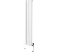 Radiateur à Colonne Ovale & Robinet Thermostatique Chromé - 1600mm x 240mm - Blanc Monstershop