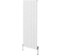 Radiateur à Colonne Ovale & Robinet Thermostatique Chromé - 1800mm x 600mm - Blanc Monstershop