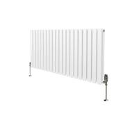 Radiateur à Colonne Ovale & Robinet Thermostatique Chromé - 600mm x 1200mm - Blanc Monstershop