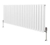 Radiateur à Colonne Ovale & Robinet Thermostatique Chromé - 600mm x 1440mm - Blanc Monstershop