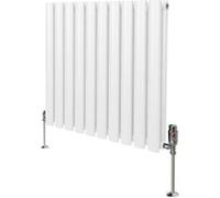 Radiateur à Colonne Ovale & Robinet Thermostatique Chromé - 600mm x 600mm - Blanc Monstershop