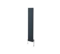 Radiateur à Colonne Ovale & Robinet Thermostatique Chromé - 1600mm x 240mm - Gris Anthracite Monstershop