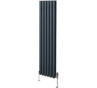 Radiateur à Colonne Ovale & Robinet Thermostatique Chromé - 1600mm x 360mm - Gris Anthracite Monstershop
