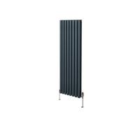 Radiateur à Colonne Ovale & Robinet Thermostatique Chromé - 1600mm x 480mm - Gris Anthracite Monstershop